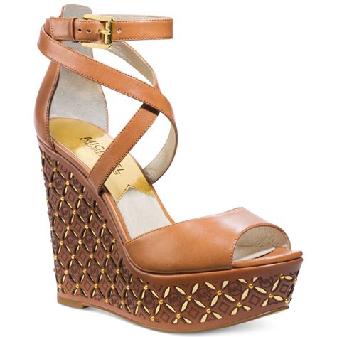 michael kors brown leather wedges|Michael Kors wedges for women.